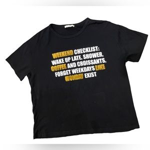 Zara Weekend Checklist Black T-shirt